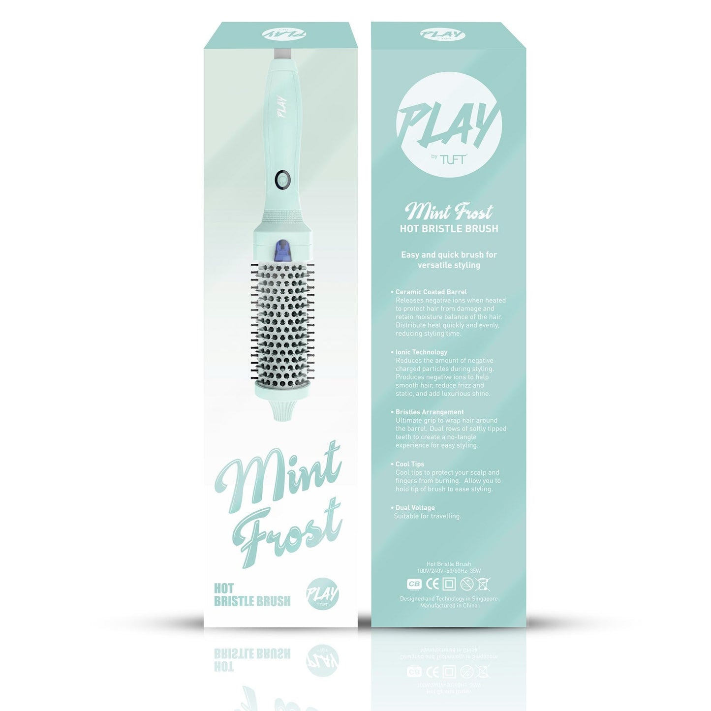PLAY BY TUFT Mint Frost Hot Bristle Brush 38mm