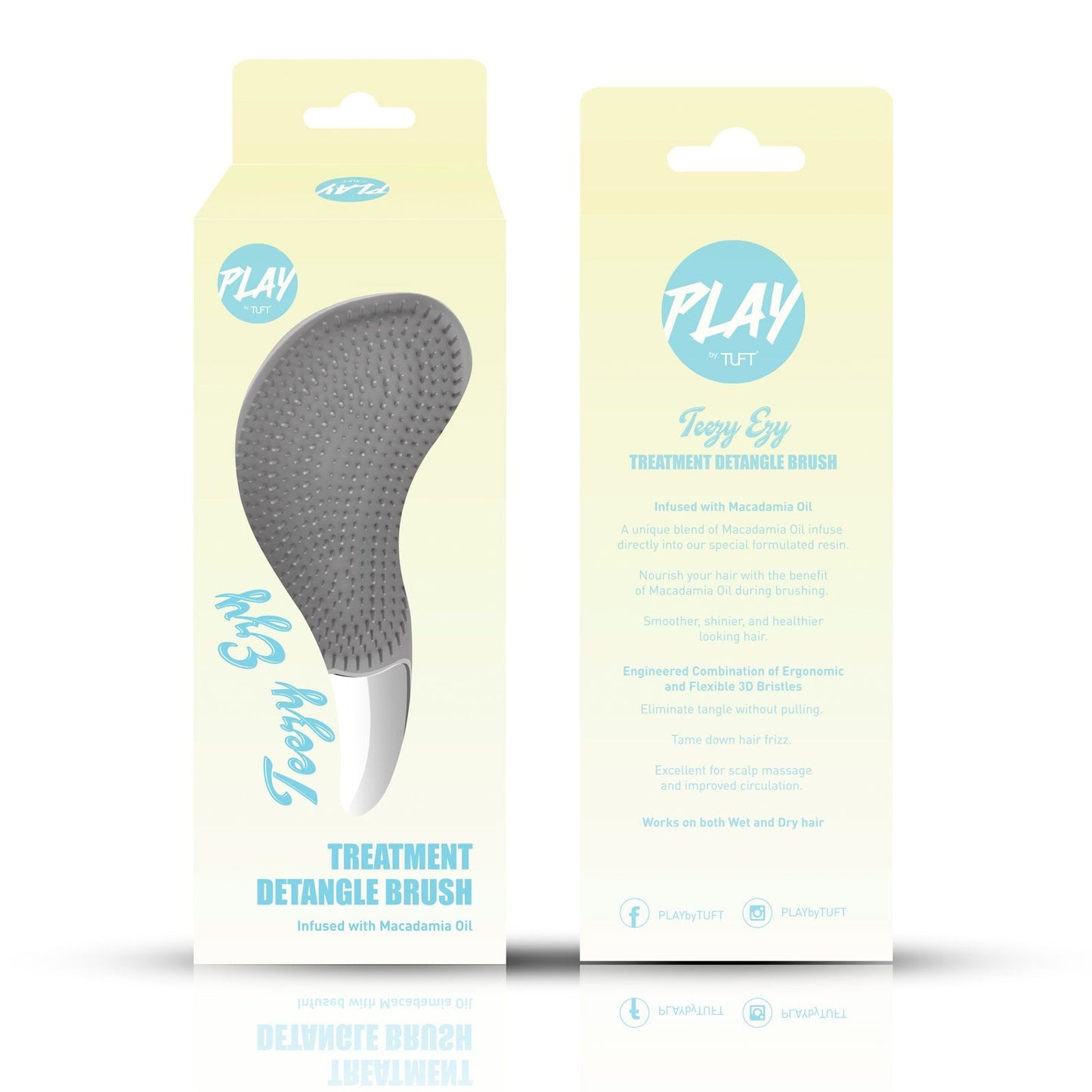 PLAY by TUFT Teezy Ezy Treatment Detangle Brush Foamy Yellow