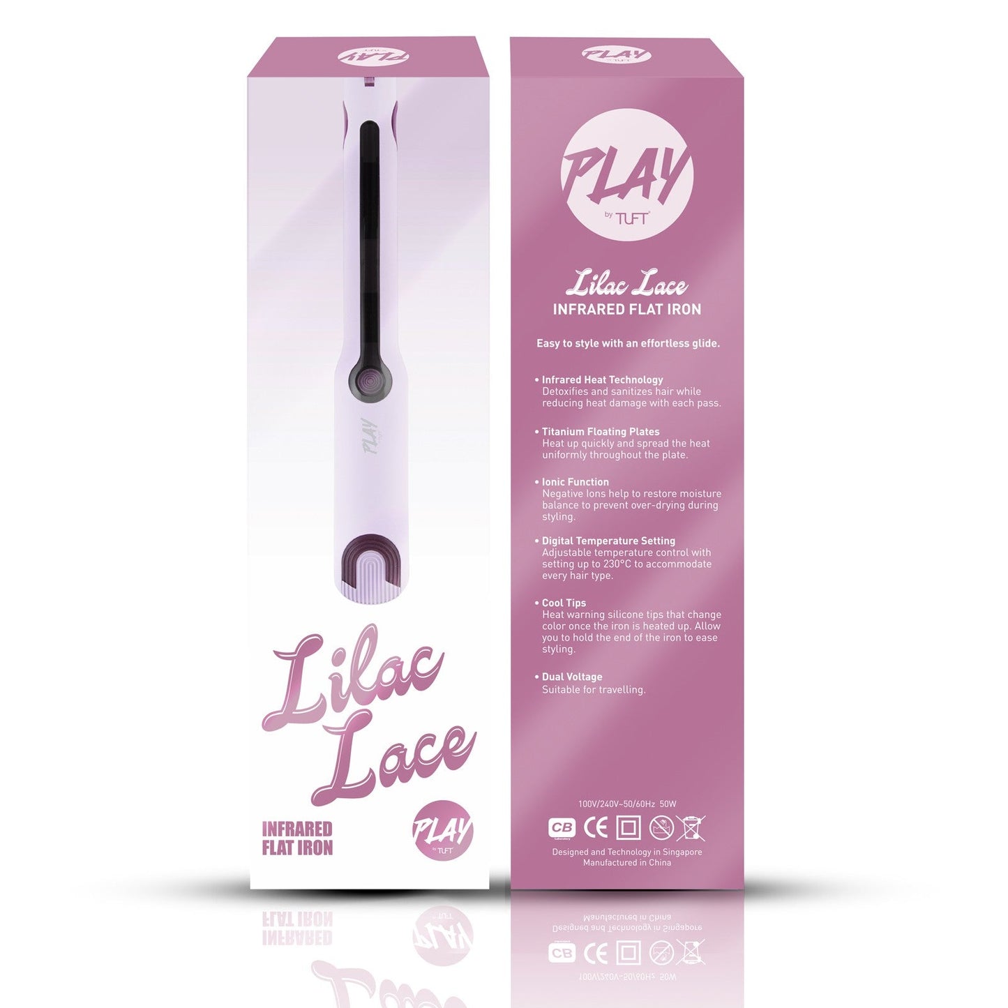 PLAY by TUFT Lilac Lace Light Weight Flat Iron